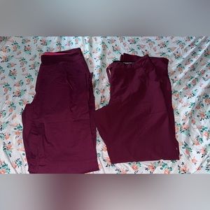 2 like new burgundy scrub bottoms medium stretch